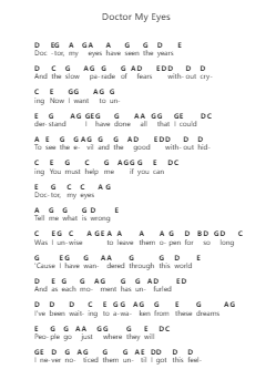 Doctor My Eyes Piano letter notes by Jackson Browne - Arr.Steinty