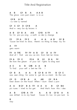 Title And Registration Piano letter notes by Death Cab for Cutie - Arr.Jeno Willlotte