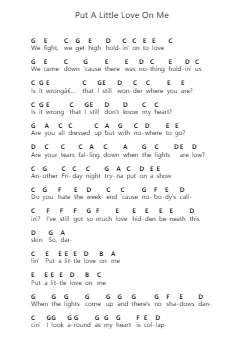 Put A Little Love On Me Piano letter notes by Niall Horan - Arr.Geofchael