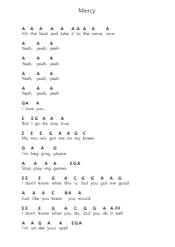 Mercy Piano letter notes by Duffy - Arr.Kingrell