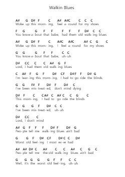 Walkin Blues 鋼琴字母譜由 Eric Clapton - 編曲 Tenings
