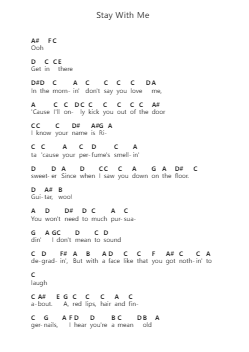 Stay With Me Piano letter notes by Faces - Arr.Sigwy Lorxine