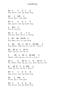 Headlong Ghi chú đàn piano bởi Queen - Arr.Yecent