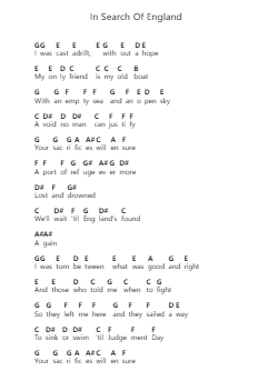In Search Of England 피아노 악보 Barclay James Harvest - 편곡 Jonric