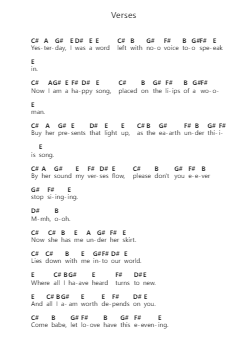 Verses Piano letter notes by Tamino - Arr.Watloise Fredgee