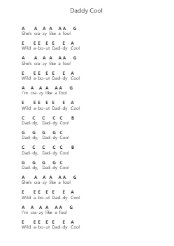 Daddy Cool Piano letter notes by Boney M. - Arr.Buckclough Woogold
