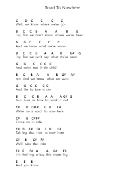 Road To Nowhere पियानो पत्र नोट्स द्वारा Talking Heads - Arr.Debhum Browntor