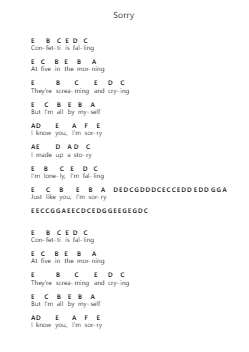 Sorry Piano letter notes by Alan Walker - Arr.Shirvien