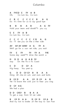 Columbo Catatan huruf piano oleh Bruno Major - Arr.Tice Charsweet