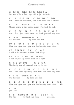 Country Honk Piano letter notes by The Rolling Stones - Arr.Vanckey Housetia