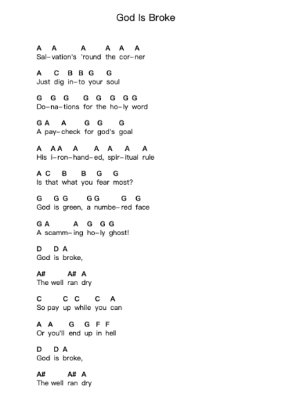 God Is Broke Piano letter notes by D.R.I. - Arr.Webbjohn Zafy