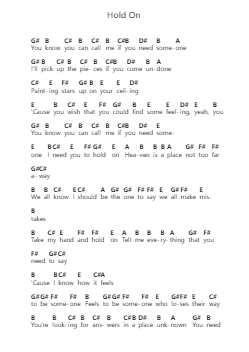 Hold On 鋼琴字母譜由 Justin Bieber - 編曲 Thodorelass