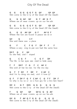 City Of The Dead 鋼琴字母譜由 Hollywood Undead - 編曲 Zangline