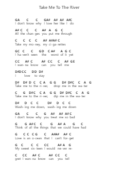 Take Me To The River Piano letter notes by Talking Heads - Arr.Laufield Blantra
