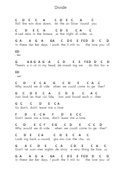Divide Piano letter notes by Bastille - Arr.Sampcon Mevans