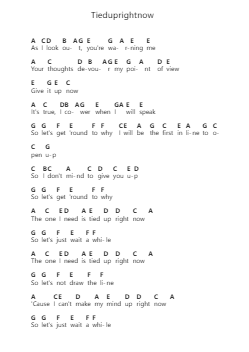 Tieduprightnow 钢琴字母谱由 Parcels - 编曲 Leeles Stoweser