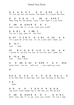 Need You Now Nota surat piano oleh Lady A (Lady Antebellum) - Arr.Clarjudd