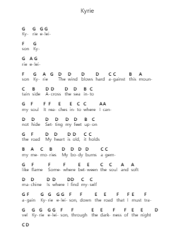 Kyrie Klavierbuchstaben-Noten von Mr. Mister - Arr.Crodre Kipqe