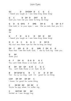 Lion Eyes Notas de piano en letras por Hollywood Undead - Arr.Hobryce Cookeniei
