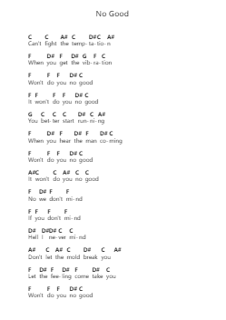 No Good 钢琴字母谱由 Kaleo - 编曲 Brownend Bonckey