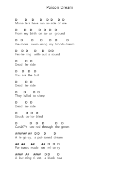 Poison Dream โน้ตตัวอักษรเปียโนโดย Lamb of God - Arr.Phoelen