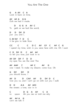 You Are The One Piano letter notes by Slaughter - Arr.Moisham Whcky