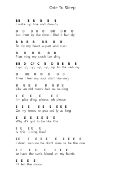 Ode To Sleep Piano letter notes by twenty one pilots - Arr.Bilsa Montlaw