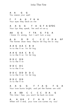 Into The Fire Piano letter notes by Dokken - Arr.Pulborg Ridean