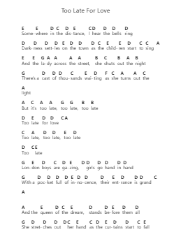 Too Late For Love 피아노 악보 Def Leppard - 편곡 Mattvey Chilrick