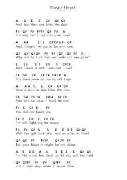 Elastic Heart Piano letter notes by Sia - Arr.Corrie