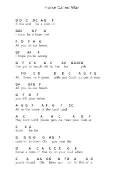 Horse Called War Ghi chú đàn piano bởi Pride & Glory - Arr.Vinpeare