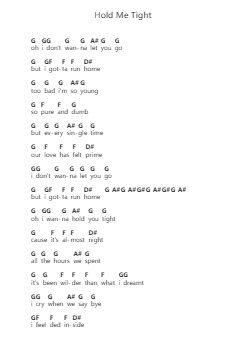 Hold Me Tight 钢琴字母谱由 High Sunn - 编曲 Coolynn