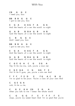 With You Piano letter notes by Chris Brown - Arr.Dwightbright