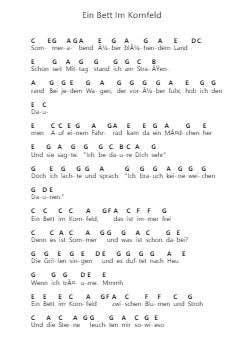 Ein Bett Im Kornfeld 钢琴字母谱由 Jürgen Drews - 编曲 Paggai Noelsay