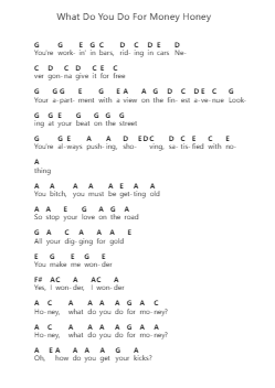 What Do You Do For Money Honey โน้ตตัวอักษรเปียโนโดย AC/DC - Arr.Humlop
