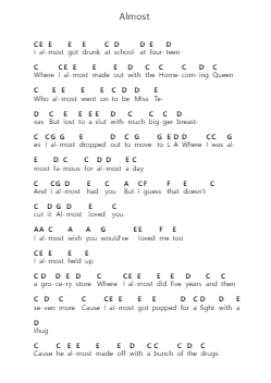 Almost 钢琴字母谱由 Bowling for Soup - 编曲 Norgiles