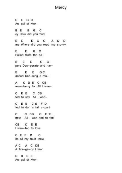 Mercy 鋼琴字母譜由 OneRepublic - 編曲 Louieby