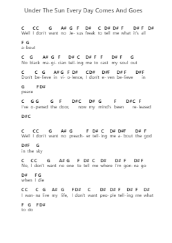 Under The Sun Every Day Comes And Goes 鋼琴字母譜由 Black Sabbath - 編曲 Leeles Stoweser