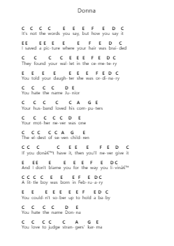 Donna Piano letter notes by The Lumineers - Arr.Woodthorne Rylee