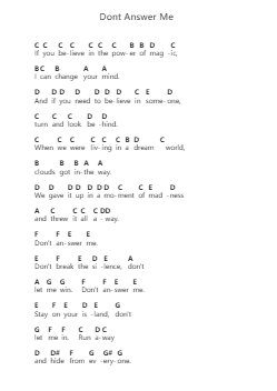 Dont Answer Me โน้ตตัวอักษรเปียโนโดย The Alan Parsons Project - Arr.Mccan
