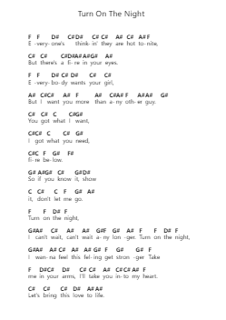 Turn On The Night Notas de piano en letras por KISS - Arr.Sylgou