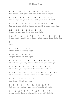 Follow You Piano letter notes by Imagine Dragons - Arr.Atwright