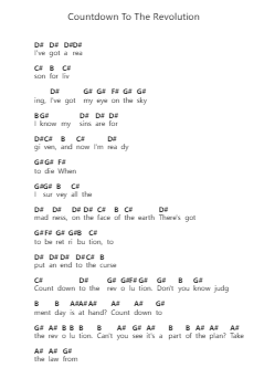 Countdown To The Revolution โน้ตตัวอักษรเปียโนโดย Impellitteri - Arr.Bulgy Boylebaird