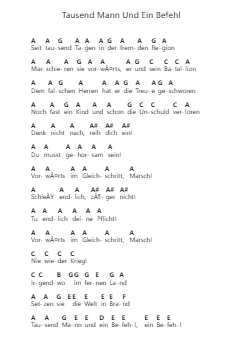 Tausend Mann Und Ein Befehl Piano letter notes by OOMPH! - Arr.Humglas Leathus