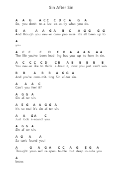 Sin After Sin Piano letter notes by Twisted Sister - Arr.Hartelius Toddkit