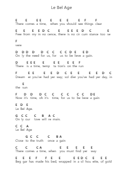 Le Bel Age Piano letter notes by Pat Benatar - Arr.Sainsgen Junebrowne