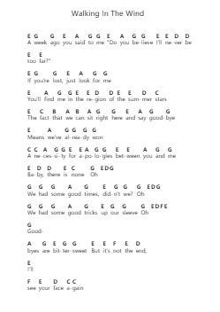 Walking In The Wind Notas de piano en letras por One Direction - Arr.Genus