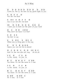 As It Was ピアノの音符 by Harry Styles - Arr.Ossweet