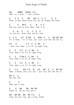 Train Kept A Rollin Catatan huruf piano oleh Aerosmith - Arr.Surdred