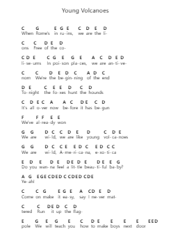 Young Volcanoes Piano letter notes by Fall Out Boy - Arr.Fasthue